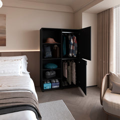 Wengue 2-Door Wardrobe with Open Storage
