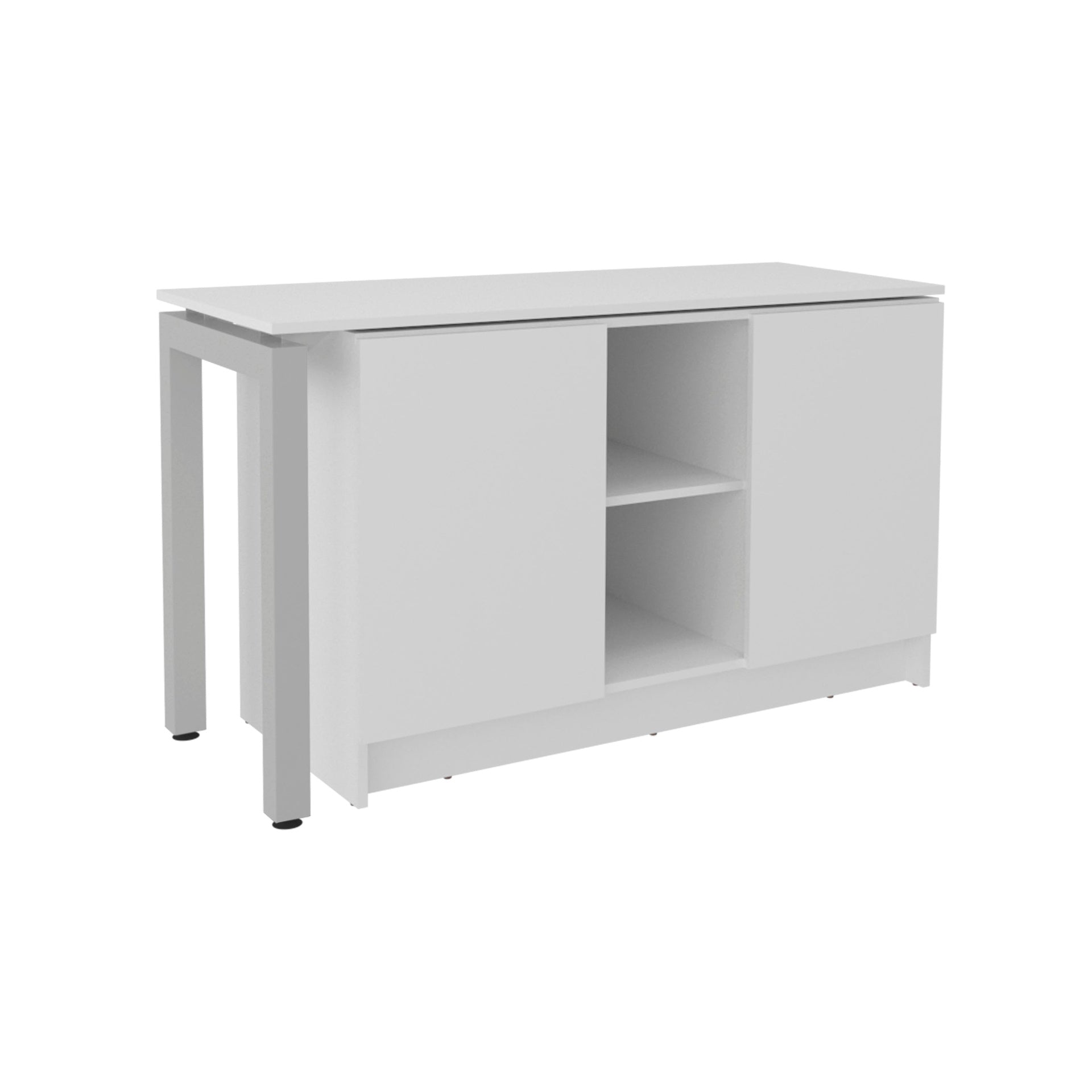 White 2-Shelf Desk with Space-Saving Design