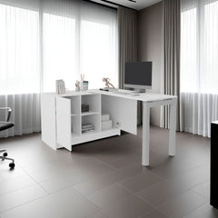 White 2-Shelf Desk with Space-Saving Design