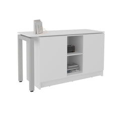 White 2-Shelf Desk with Space-Saving Design