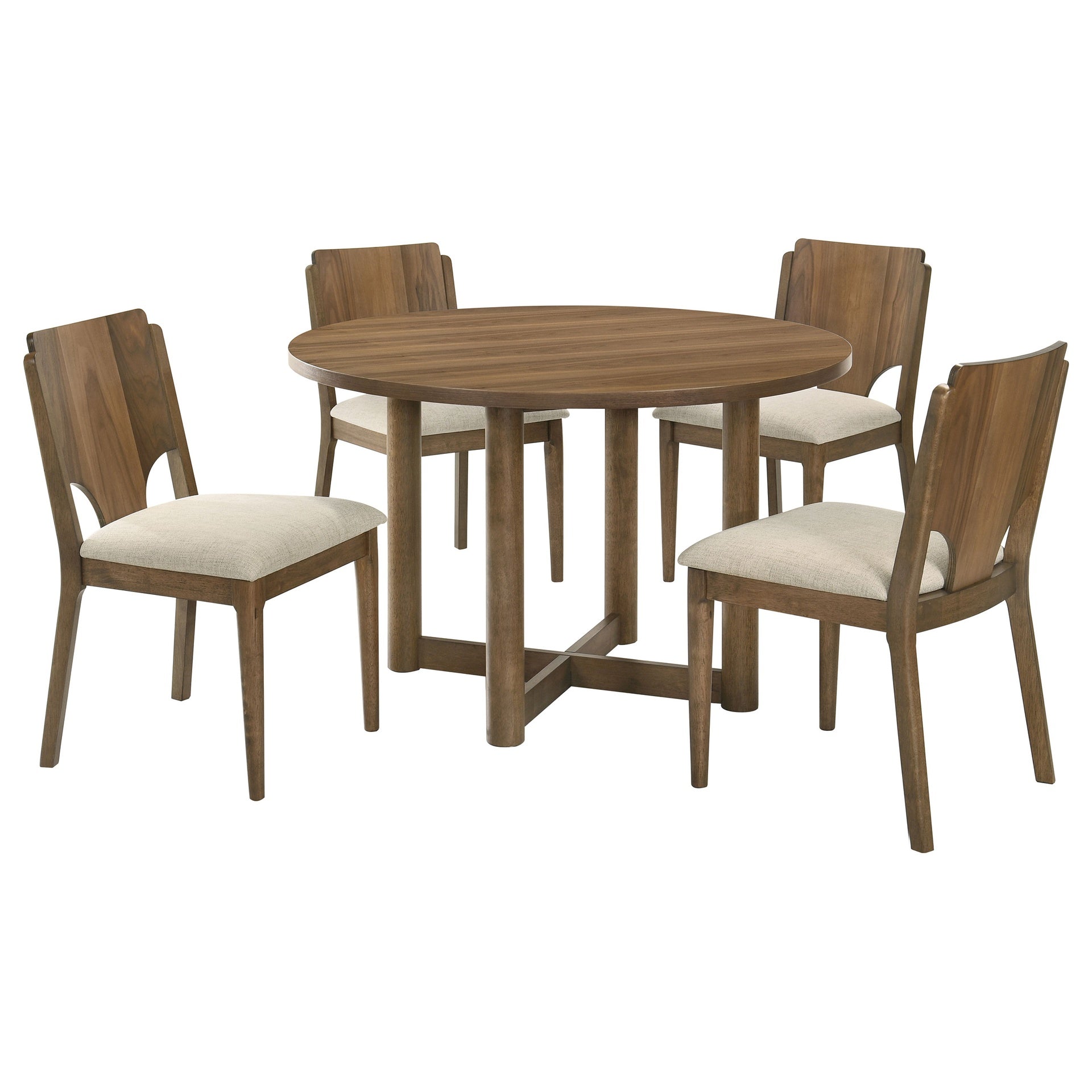 Graham Walnut 5-piece Round Dining Table Set
