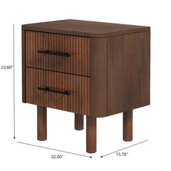 Logan Mid Century Modern Walnut Nightstand Bed Side Tables With 2 Drawers