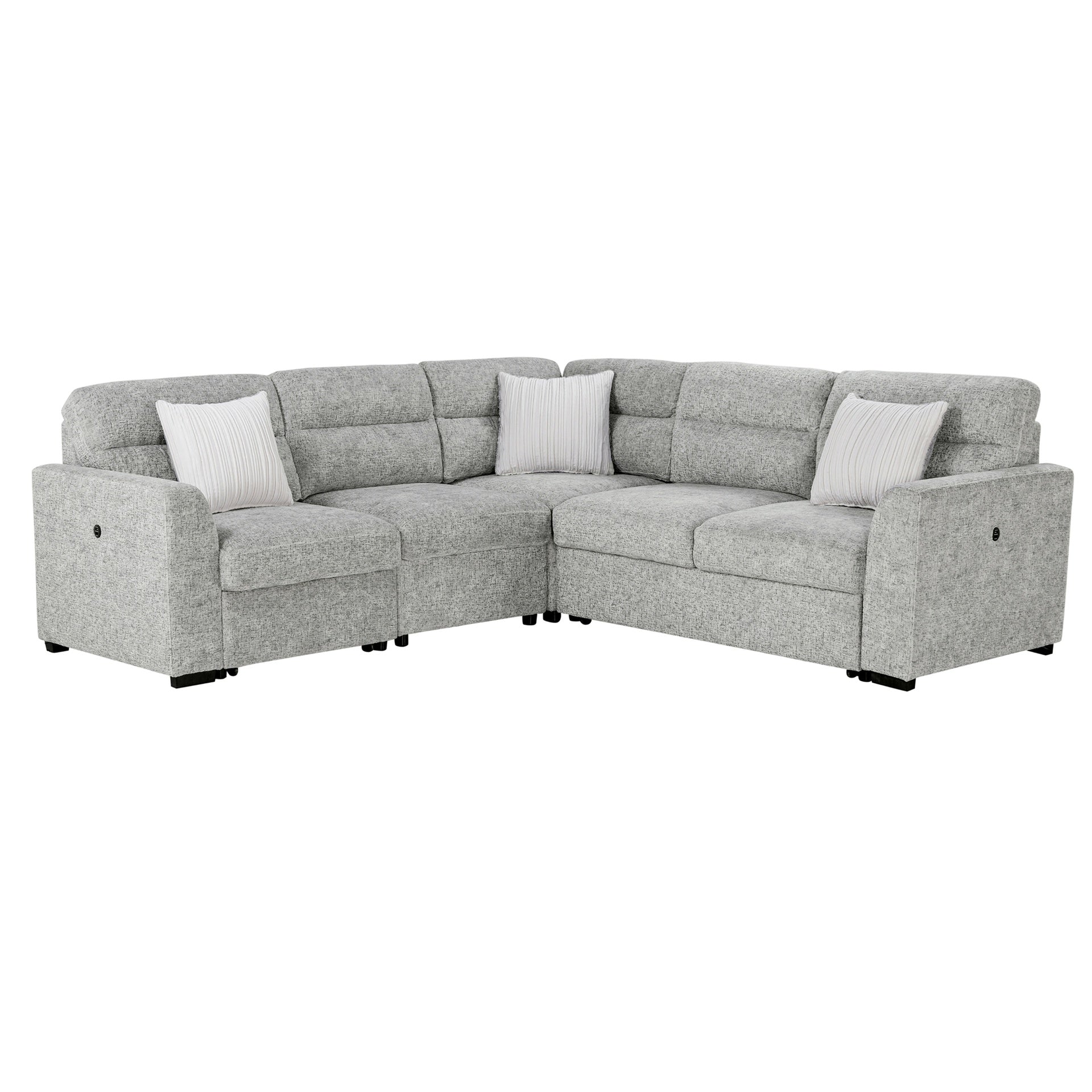 Emiliano Nickel Sectional with 3 Pillows