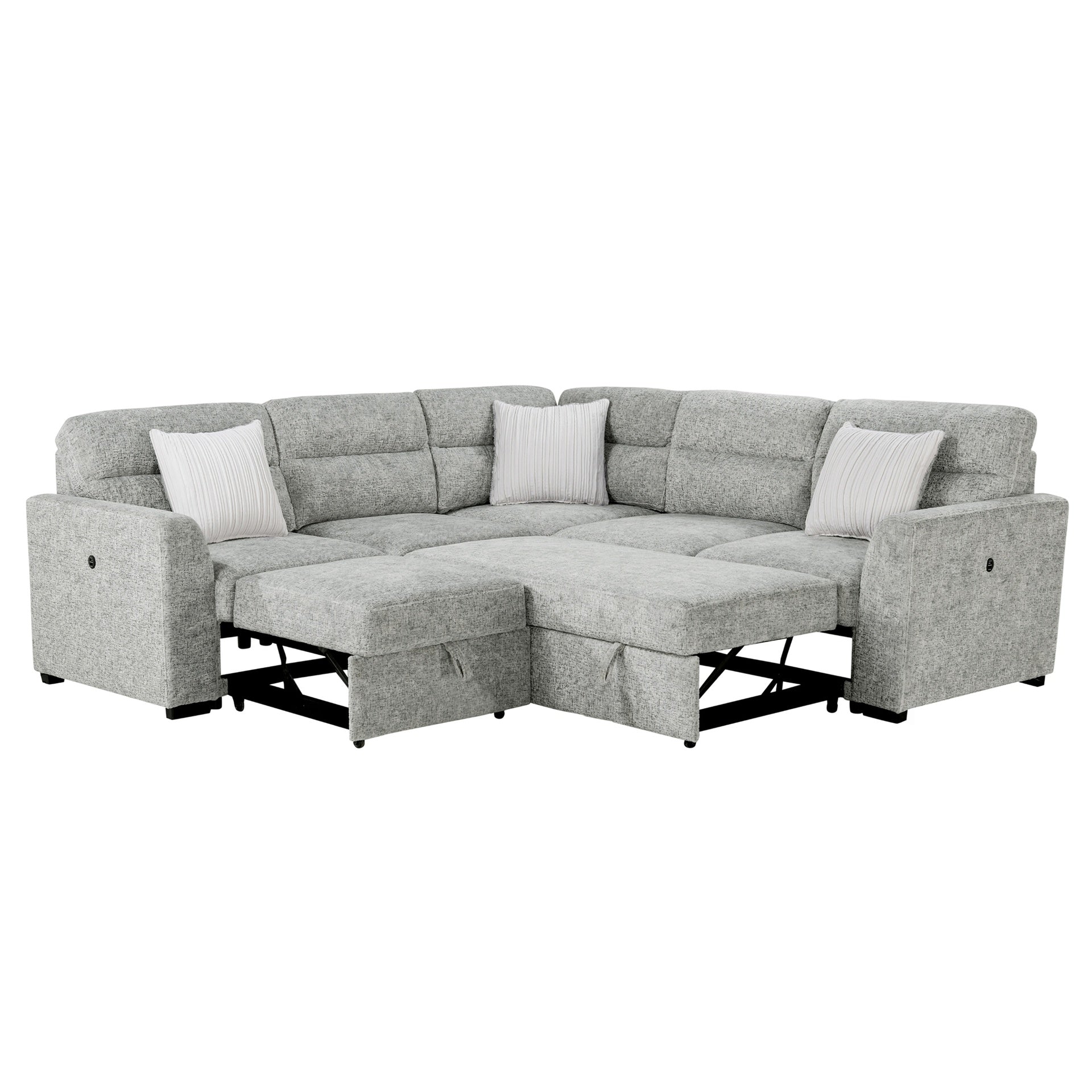 Emiliano Nickel Sectional with 3 Pillows