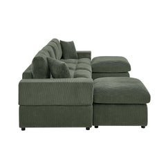 Corduroy Upholstered Symmetrical Modular Sectional