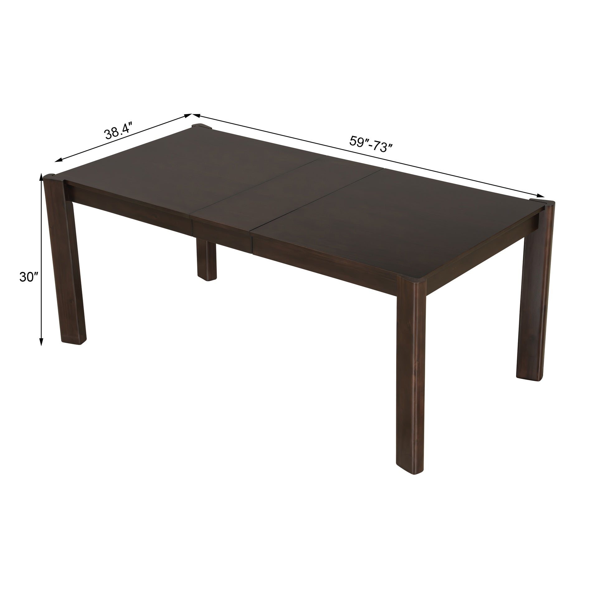 Expandable Farmhouse Modern Solid Wood Dining Table – Space-Saving Design in Walnut(59" to 73")