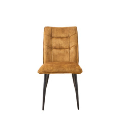 Modern Velvet Dining Chairs 2-Piece Set-Soft Cushioned Seats with Iron Frames in Mustard  Yellow