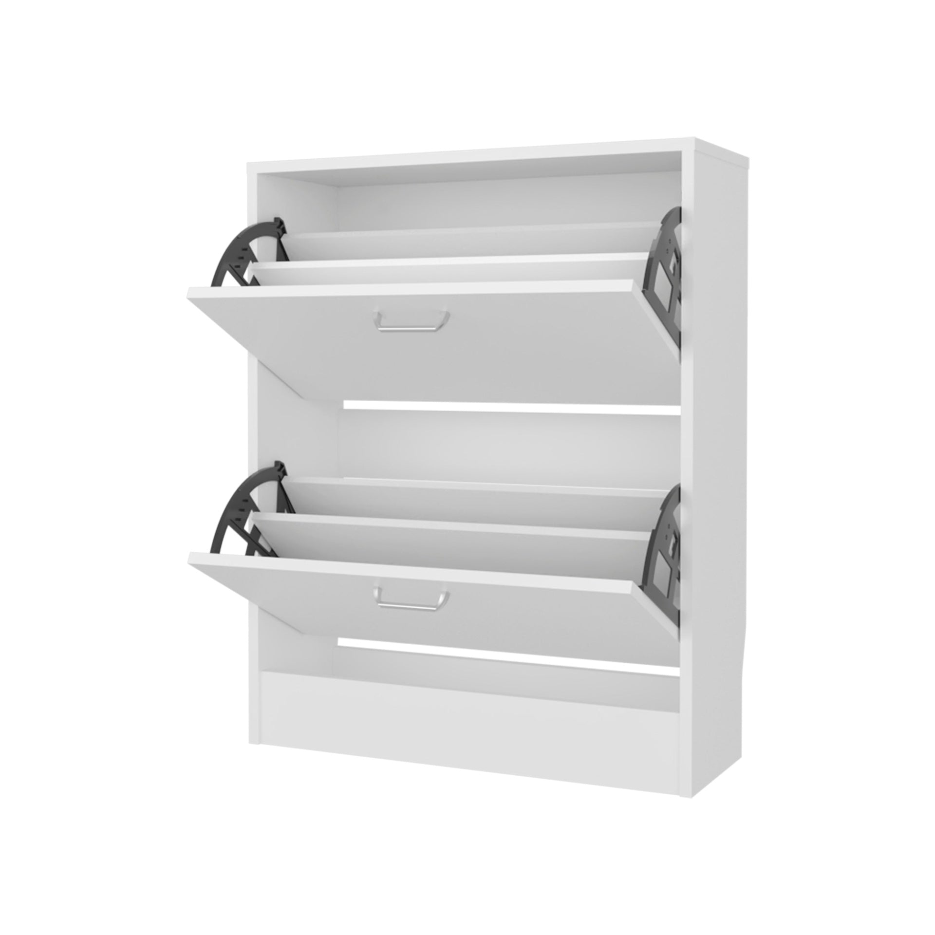 White Shoe Cabinet with 2 Tilt-Out Doors