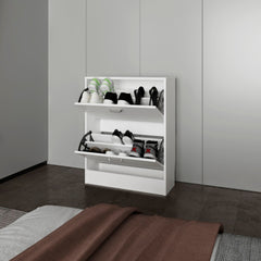 White Shoe Cabinet with 2 Tilt-Out Doors