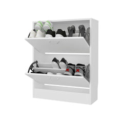 White Shoe Cabinet with 2 Tilt-Out Doors