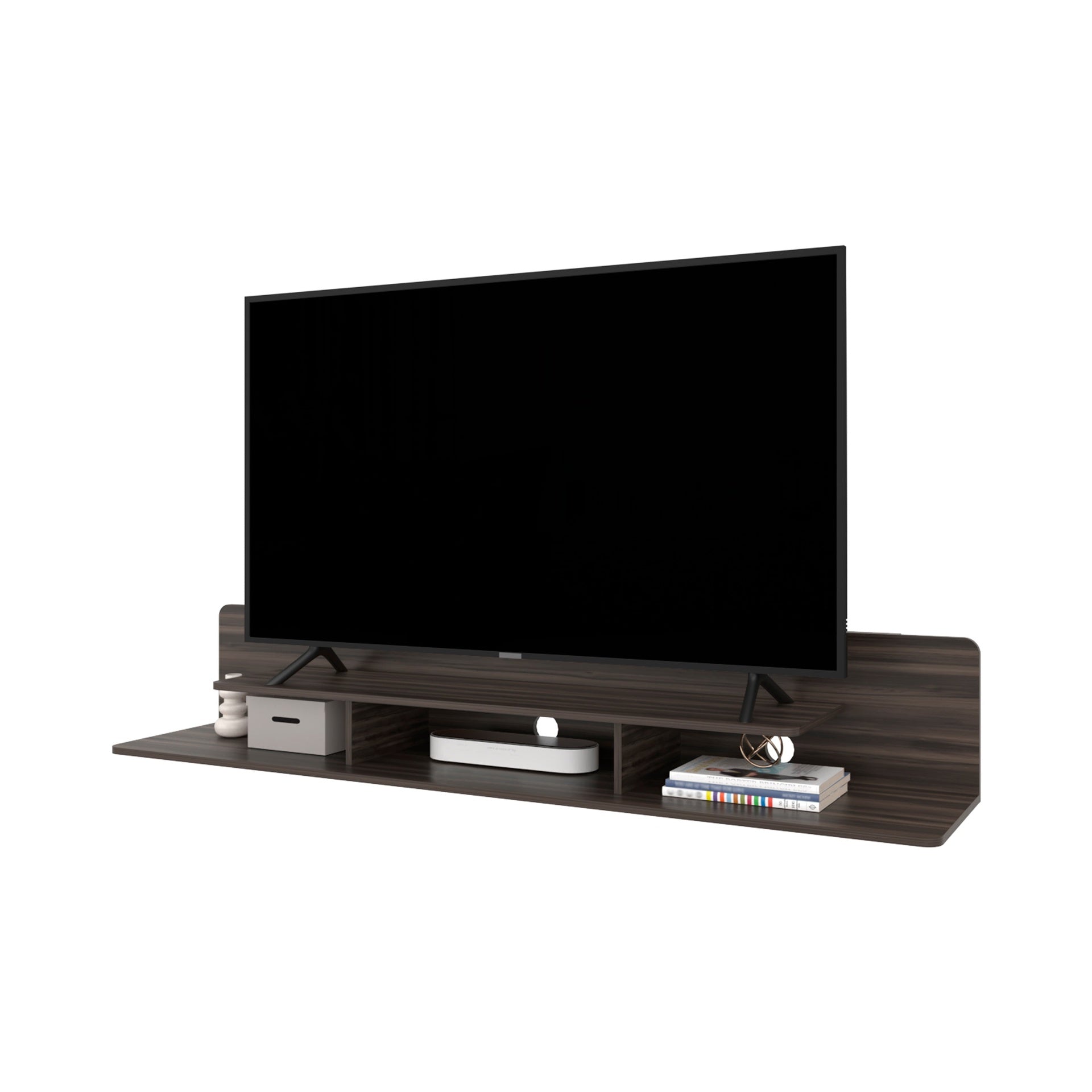 Stained Walnut TV Stand with Open Storage