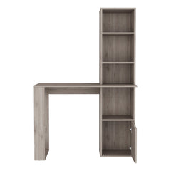 Writing Desk With Bookcase and Cabinet, Light Gray