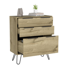 Light Dresser 35 inchH, Three Drawers, Superior Top, Hairpin Legs, Light Oak