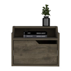 Winchester Floating Nightstand, Modern Dual-Tier Design with Spacious Single Drawer Storage, Dark Brown