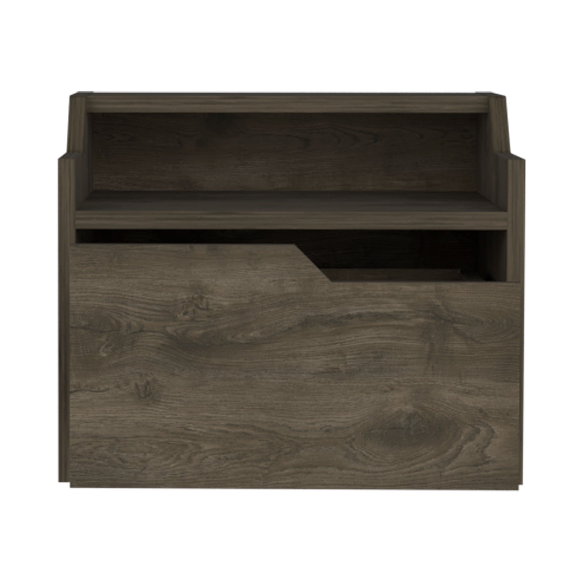 Winchester Floating Nightstand, Modern Dual-Tier Design with Spacious Single Drawer Storage, Dark Brown