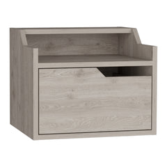 Winchester Floating Nightstand, Modern Dual-Tier Design with Spacious Single Drawer Storage, Light Gray