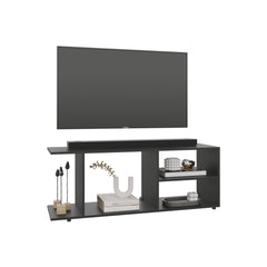 Entertainment Center 17.8" H, with 4 Shelves and 4 Legs, Black