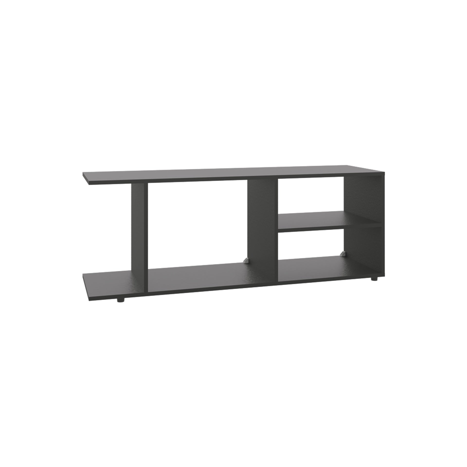 Entertainment Center 17.8" H, with 4 Shelves and 4 Legs, Black