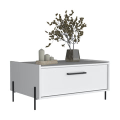Coffee Table 15.6" H, 1 shelf, 4 legs, White