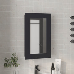 Medicine Cabinet 25.7" H, 1 Door, 3 Shelves, 1 Mirror, Black