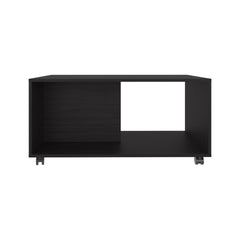 Coffee Table,  4 Wheels, 1 Shelf, Black