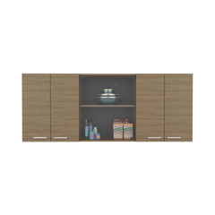 Wall Cabinet 24" H, four Doors, with two internal Shelves and internal plate and glass organizer, two Storage Shelves with two glass Doors