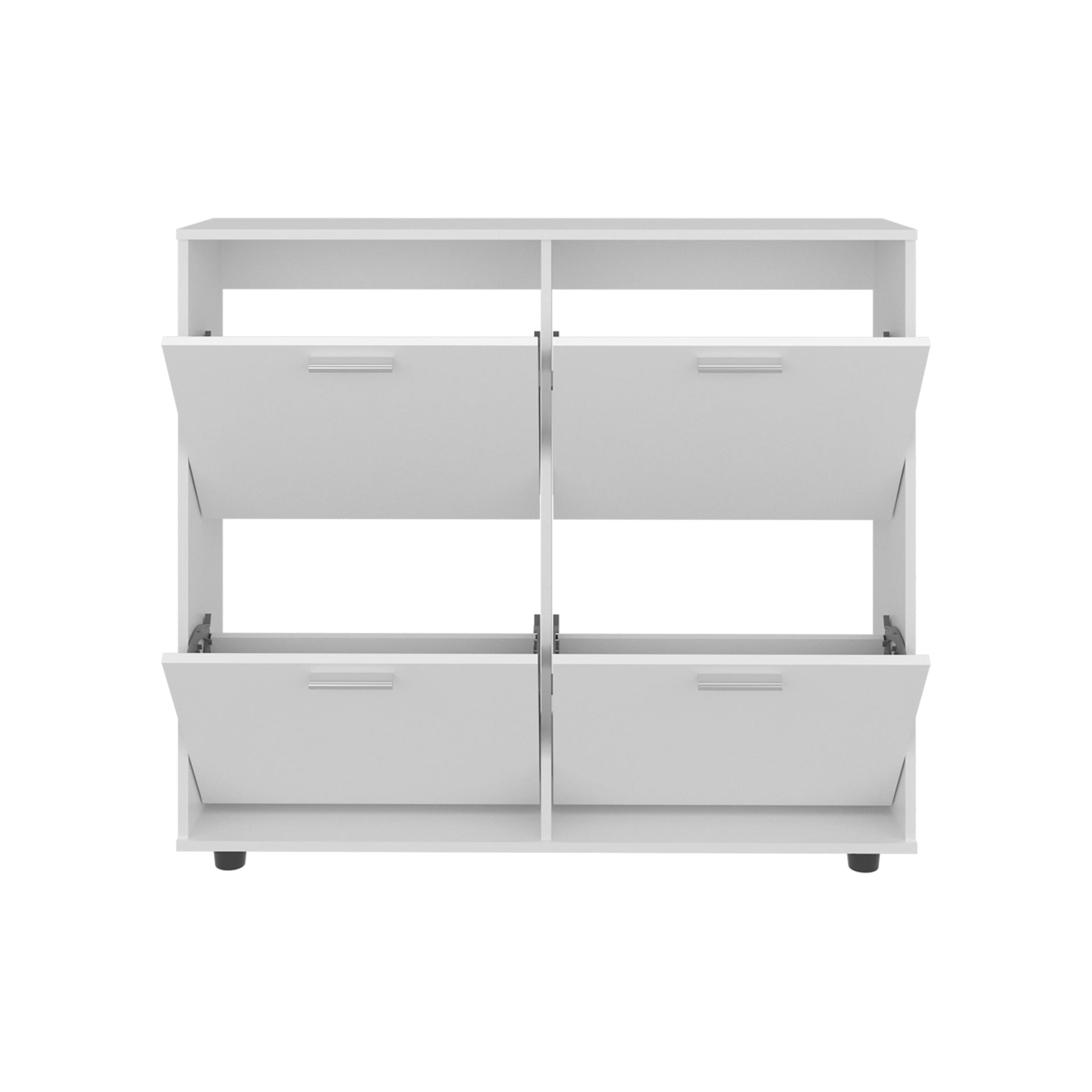 Shoe Rack, 4 Doors, 4 Shelves, 4 Legs, White