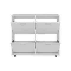 Shoe Rack, 4 Doors, 4 Shelves, 4 Legs, White