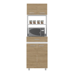 Kitchen Pantry, 4 Doors, 1 Drawer, 4 Legs, 4 Shelves, Natural Oak / White
