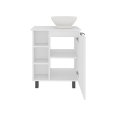 Vanity Sink with Sink, 1 Door, 4 Legs, 5 Shelves, White