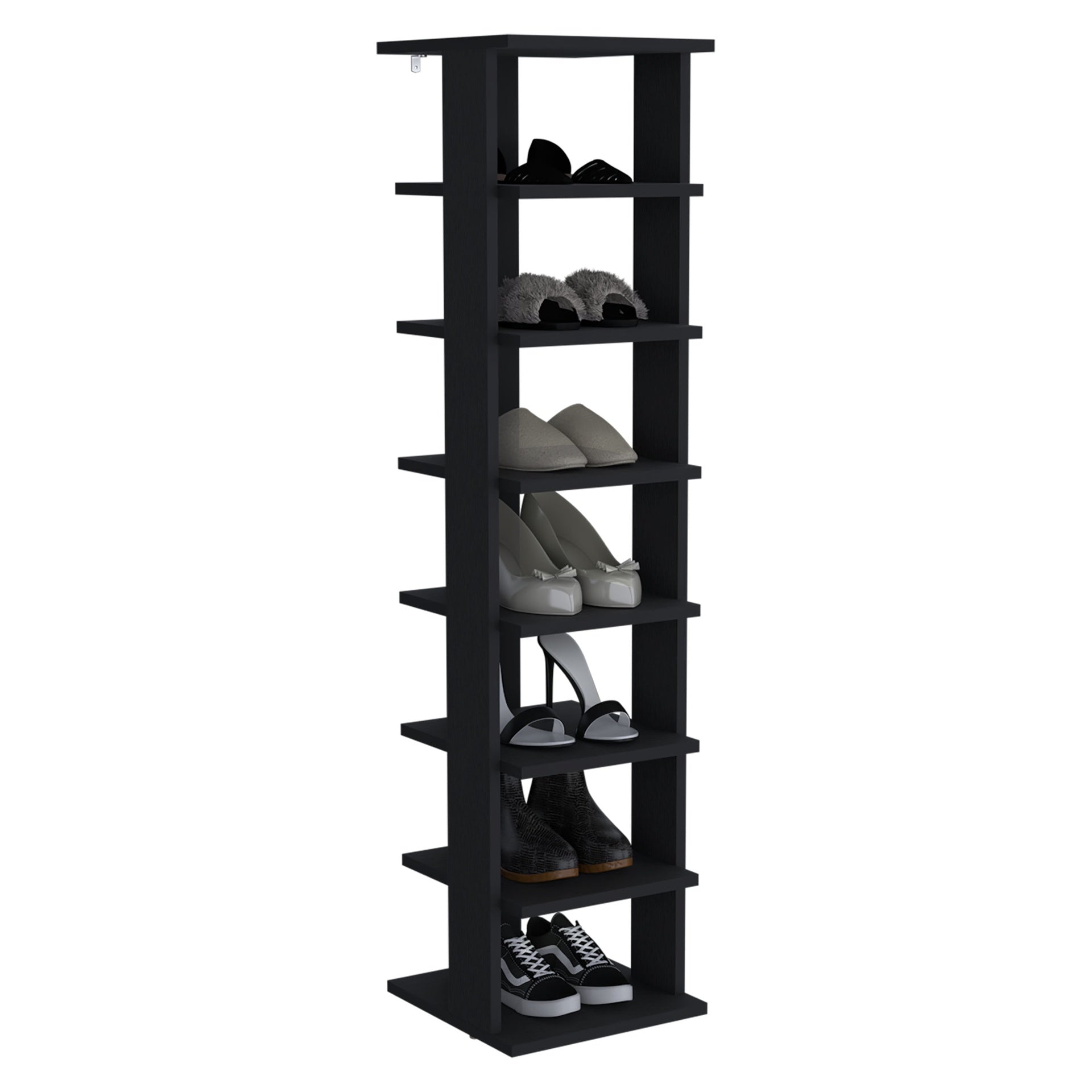 Shoe Rack, Black, 7 Shelves