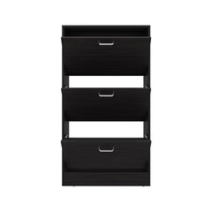 Shoe Rack, 3 Doors, 3 Shelves, Black Wengue