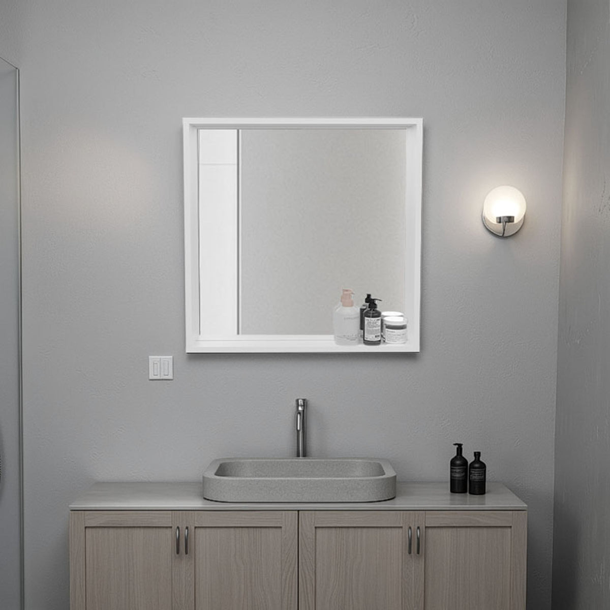 Medicine Cabinet 23.6" H, 1 Shelf, 1 Mirror, White - Bathroom