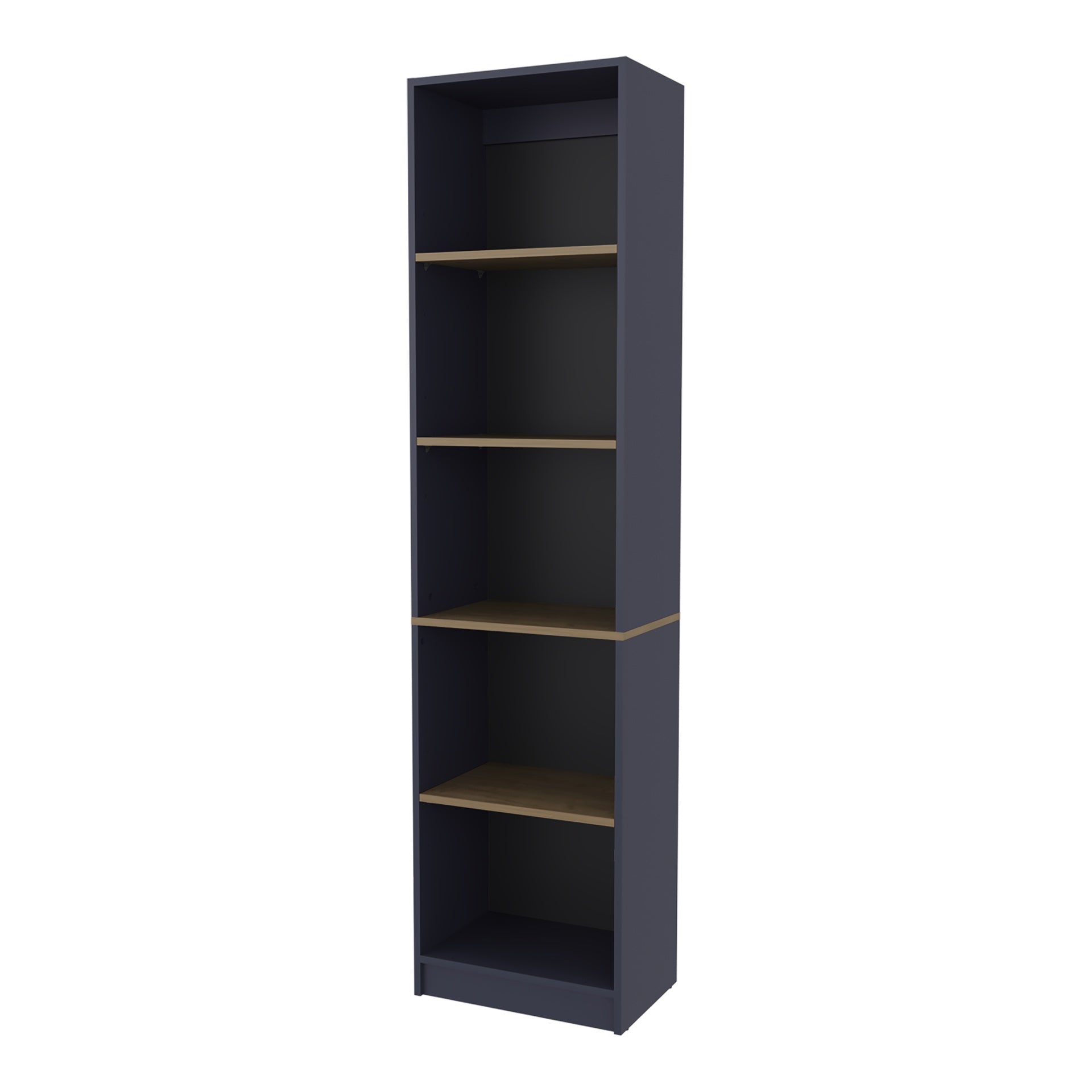 Bookcase 71.1" H, 5 Shelves, Alby Blue / Natural Oak - Home Office