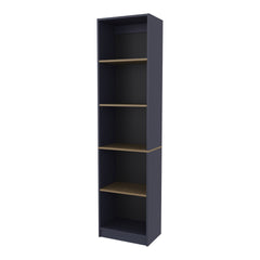 Bookcase 71.1" H, 5 Shelves, Alby Blue / Natural Oak - Home Office