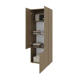 Armoir 66.9 inch H, 3 Doors, 3 Shelves, Natural Oak / White - Bedroom