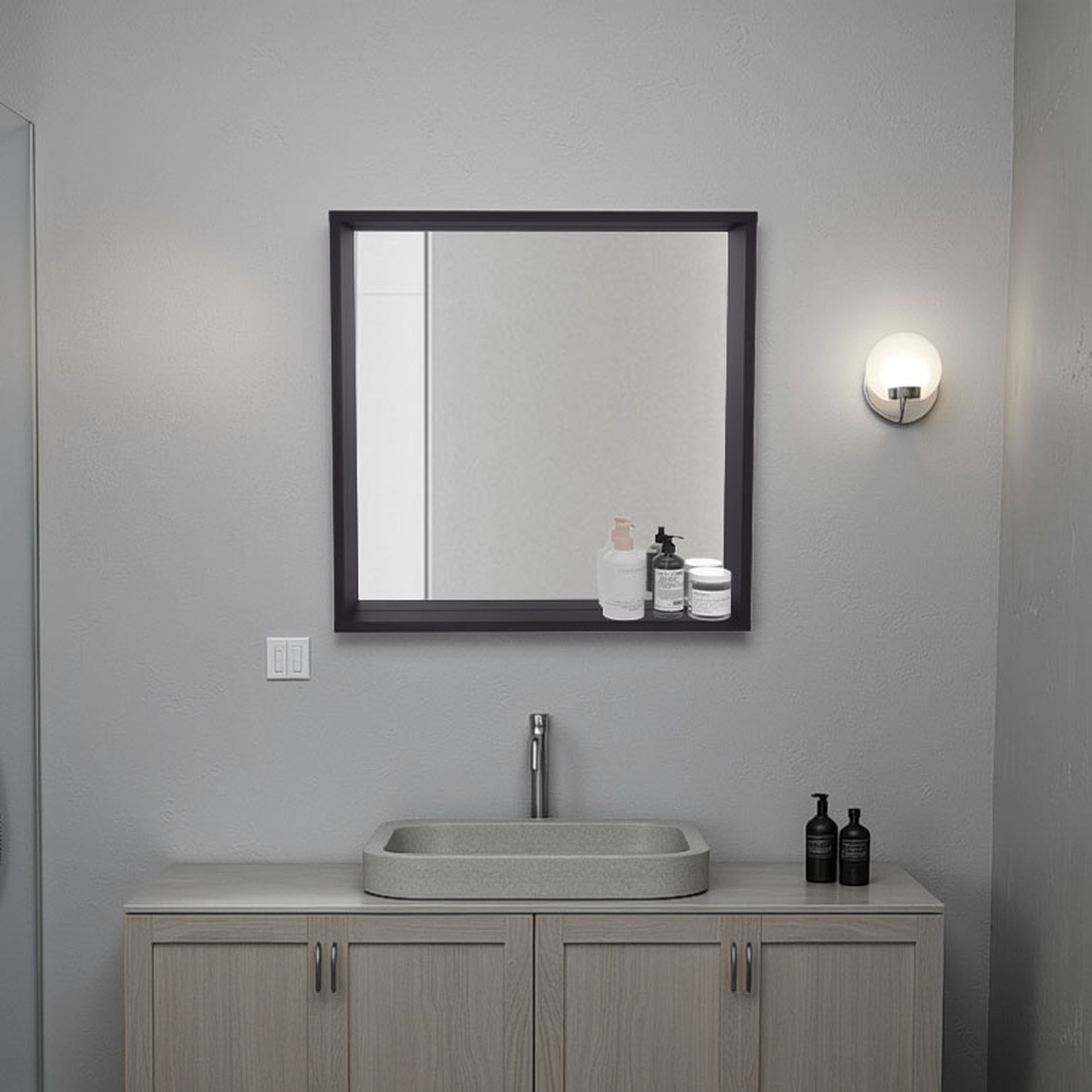 Plains Medicine Cabinet 23.6" H, 1 Shelf, 1 Mirror, Black Wengue - Bathroom