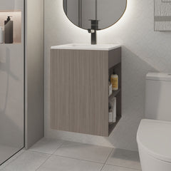 Bathroom Vanity 23.7" H, 1 Door, 3 shelves, White Oak - Bathroom