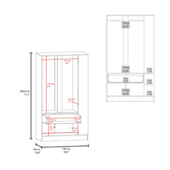 Armoire 71.1 inch H, 3 Doors, 1 Drawer, Black Wengue - Bedroom