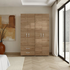 Armoire, 4 Doors, 2 Drawers, 3 Shelves, 70.9 inch H, Natural Oak  - Bedroom