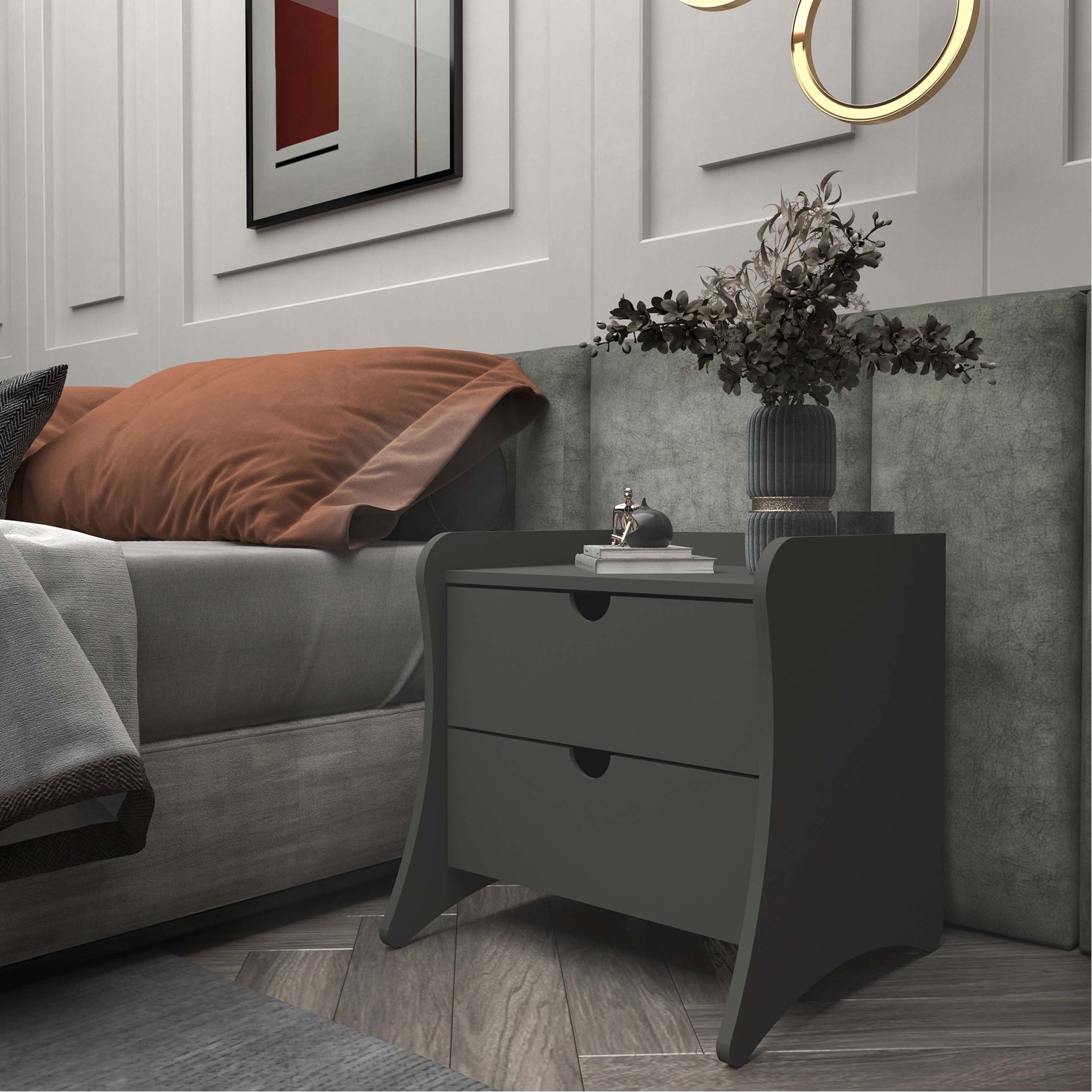 Nightstand in Charcoal Gray