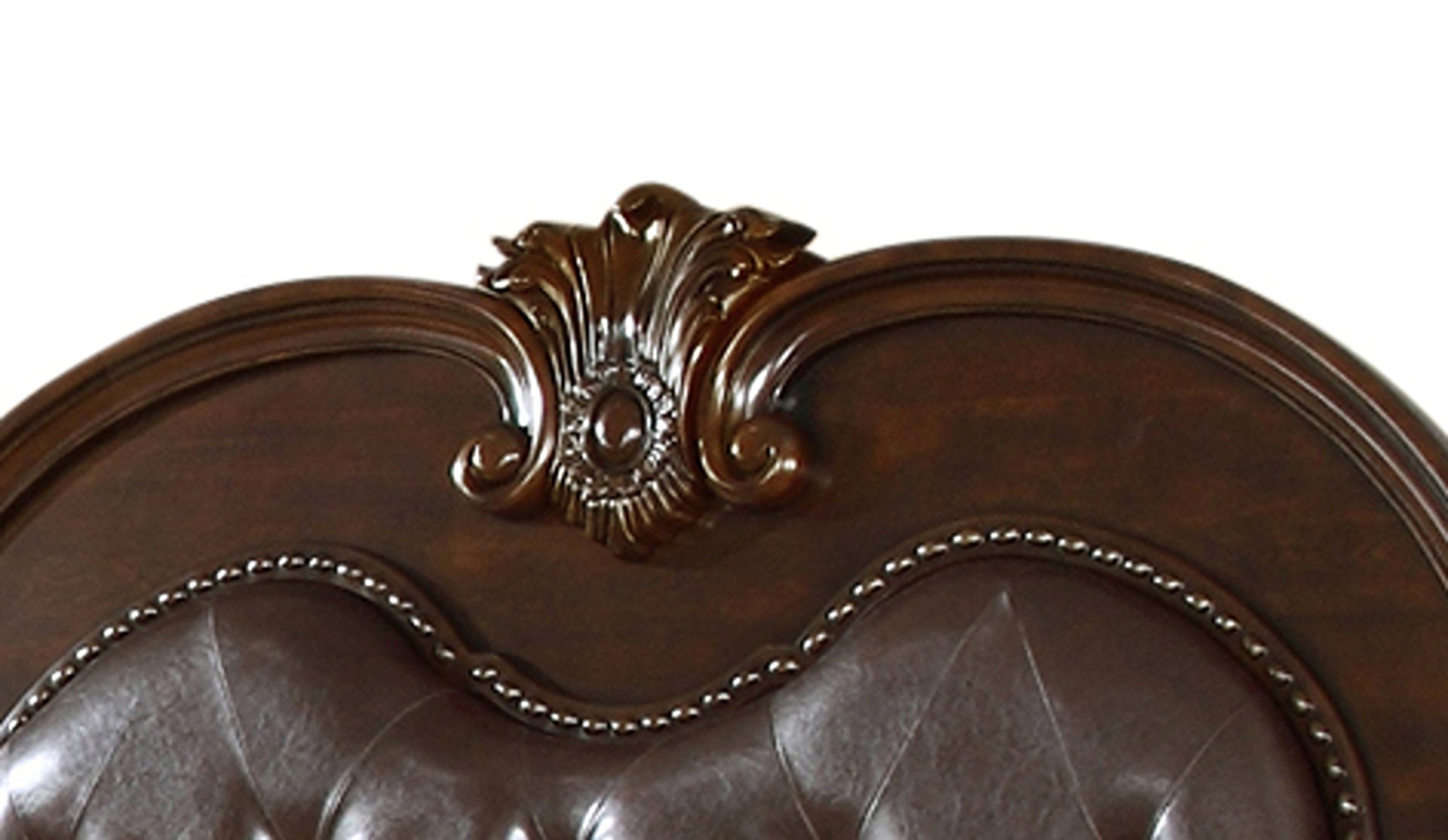 Traditional Style Button Tufted Upholstery Headboard King Bed Made with Wood in Dark Walnut