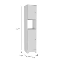 Charlotte Linen Cabinet, 2 Single Door Cabinet, Division, One Shelf