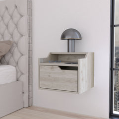 Florence Floating Nightstand with Drawer and Dual-Shelf Display