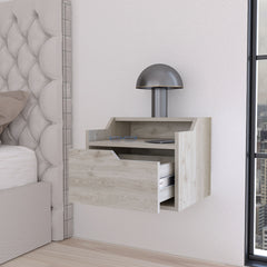 Florence Floating Nightstand with Drawer and Dual-Shelf Display