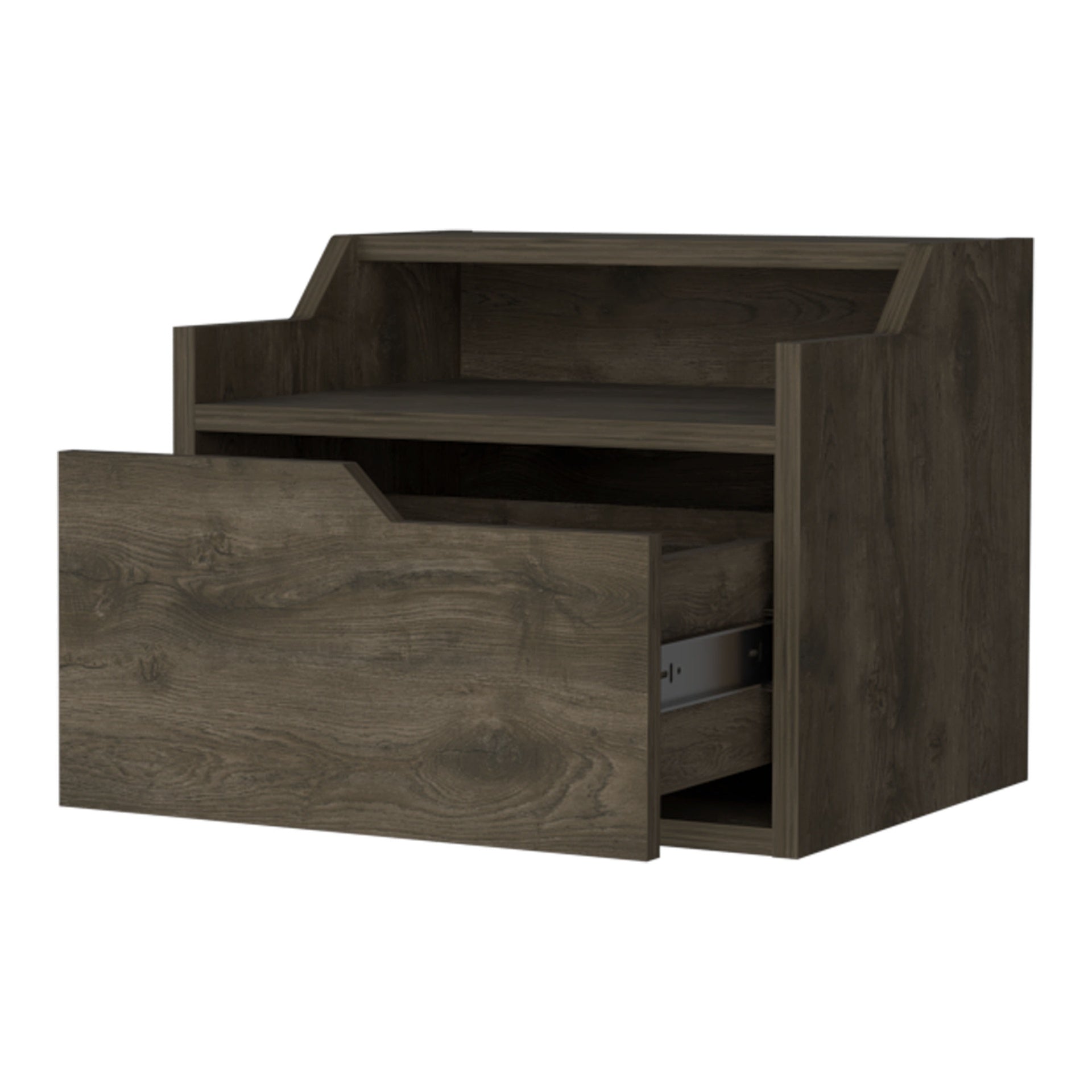 Florence Floating Nightstand with Drawer and Dual-Shelf Display