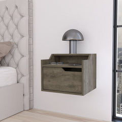 Florence Floating Nightstand with Drawer and Dual-Shelf Display