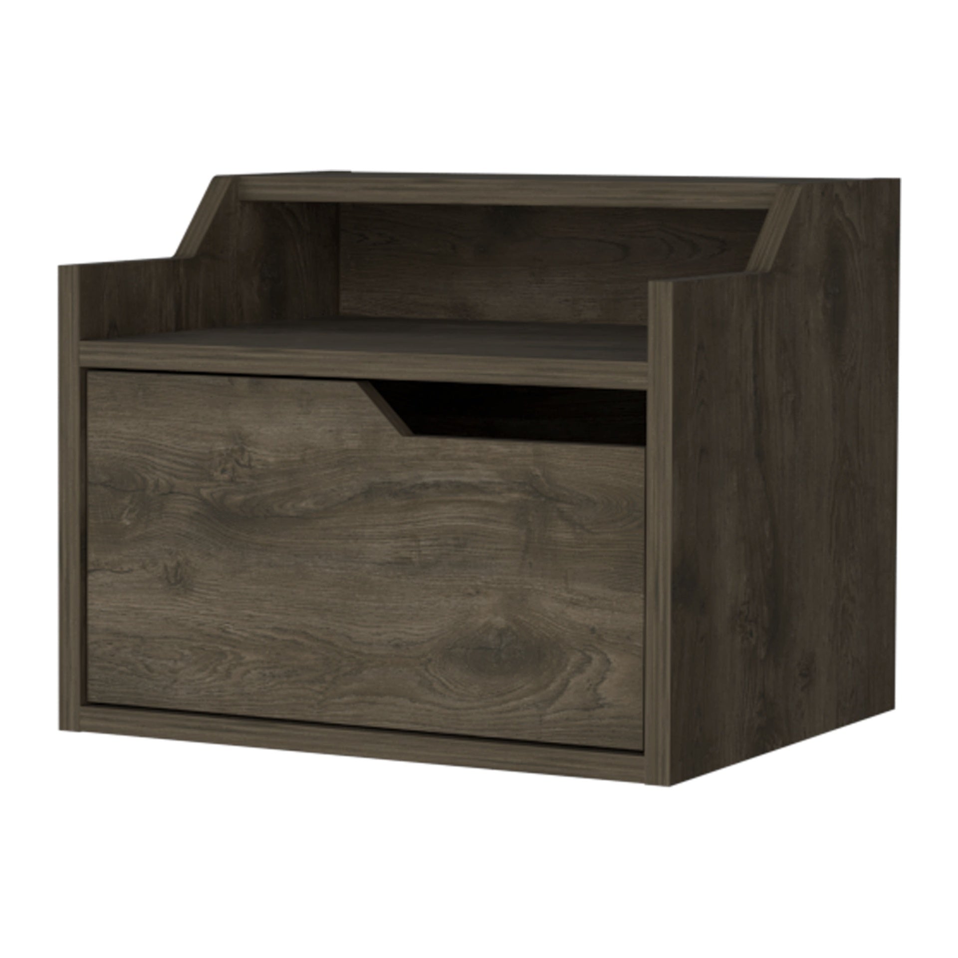 Florence Floating Nightstand with Drawer and Dual-Shelf Display