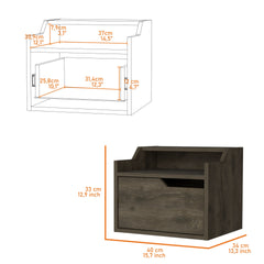 Florence Floating Nightstand with Drawer and Dual-Shelf Display