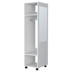 Benson Wardrobe in melamine with mirror and open storage